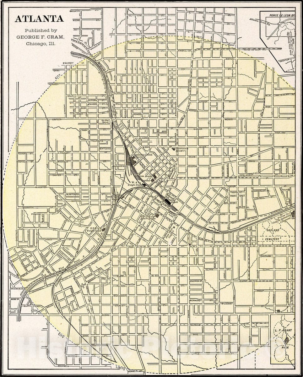Historic Map : 1901 Atlanta - Vintage Wall Art