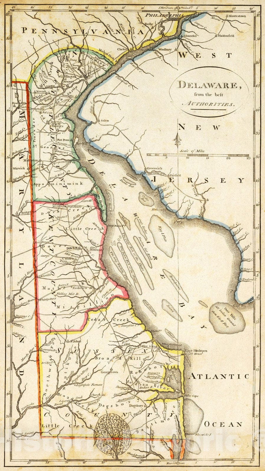 Historic Map : 1814 Delaware. - Vintage Wall Art