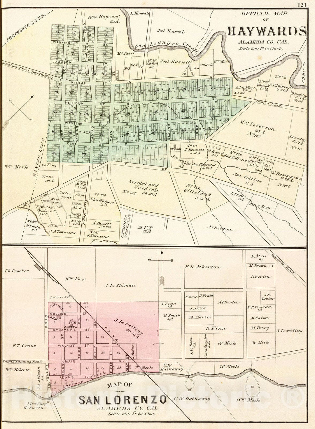 Historic Map : 1878 Haywards, San Lorenzo. - Vintage Wall Art