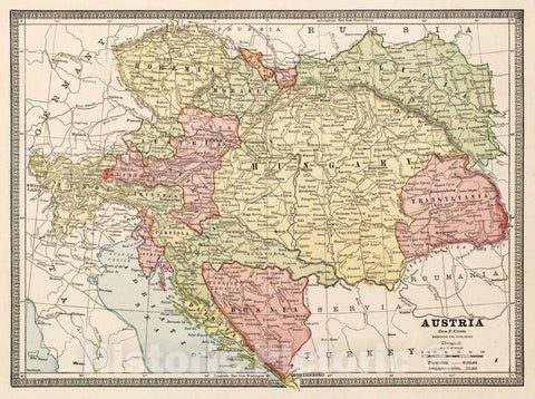 Historic Map - 1883 Austria, Atlas - Vintage Wall Art