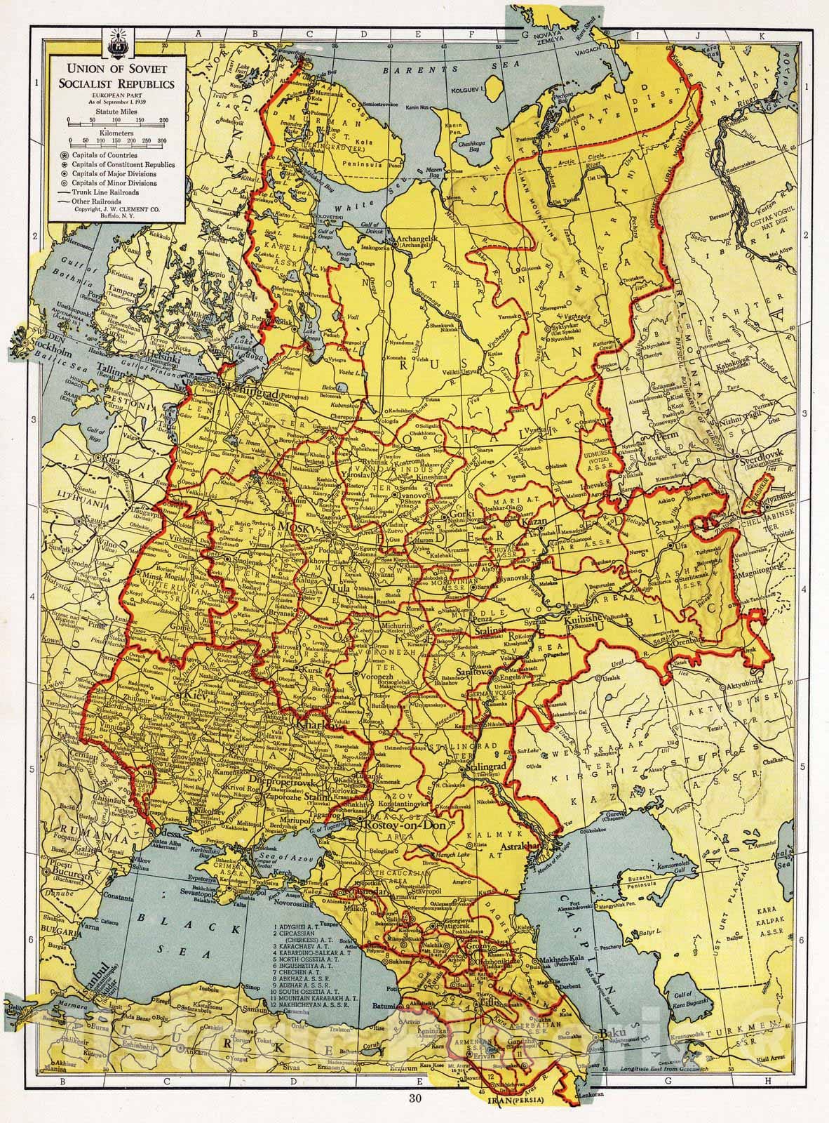 Historic Map : 1943 Union of Soviet Socialist Repubic, As of September 1, 1939 - Vintage Wall Art