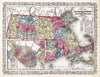 Historic Map : 1859 Massachusetts and Rhode Island. v2 - Vintage Wall Art