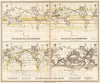 Historic Map : 1886 Distribution of: Air Currents. Precipitation. Temperatures. Ocean Currents. - Vintage Wall Art