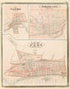 Historic Map : 1876 City of Peru, Miami Co, Ind. (with) Lagro (and) Wabash City, Wabash Co. - Vintage Wall Art
