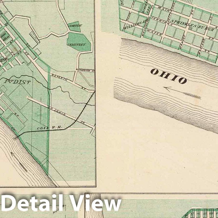 Historic Map : 1876 Plan of Newburgh, Warrick Co. (with) Boonville, Troy, Cannelton, Tell City. - Vintage Wall Art