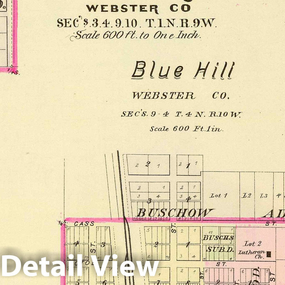 Historic Map : 1885 Guide Rock, Blue Hill. - Vintage Wall Art