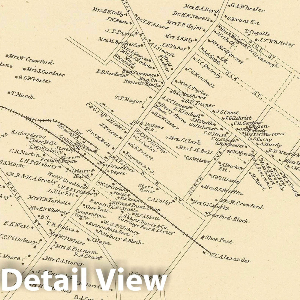Historic Map : Derry (N.H.), New Hampshire, 1892 Derry Depot P.O. , Vintage Wall Art