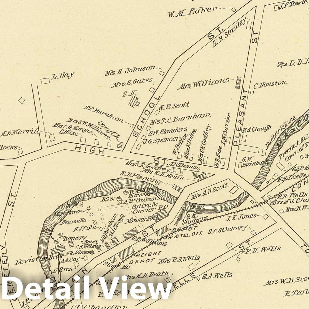 Historic Map : Enfield (N.H.), New Hampshire, 1892 Enfield P.O, Grafton Co. , Vintage Wall Art