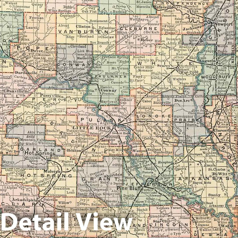 Historic Map : 1891 Map of Arkansas, 54 - Vintage Wall Art