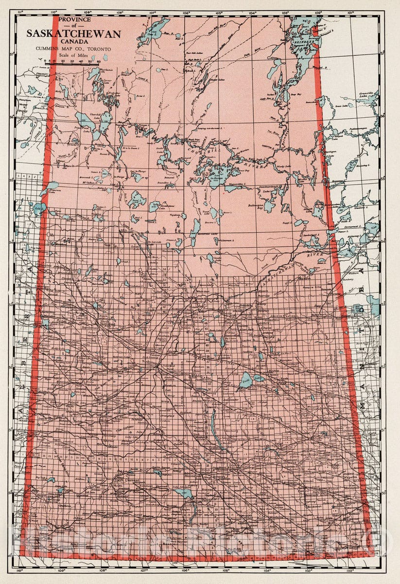 Historic Map : 1925 Province of Saskatchewan, Canada. - Vintage Wall Art