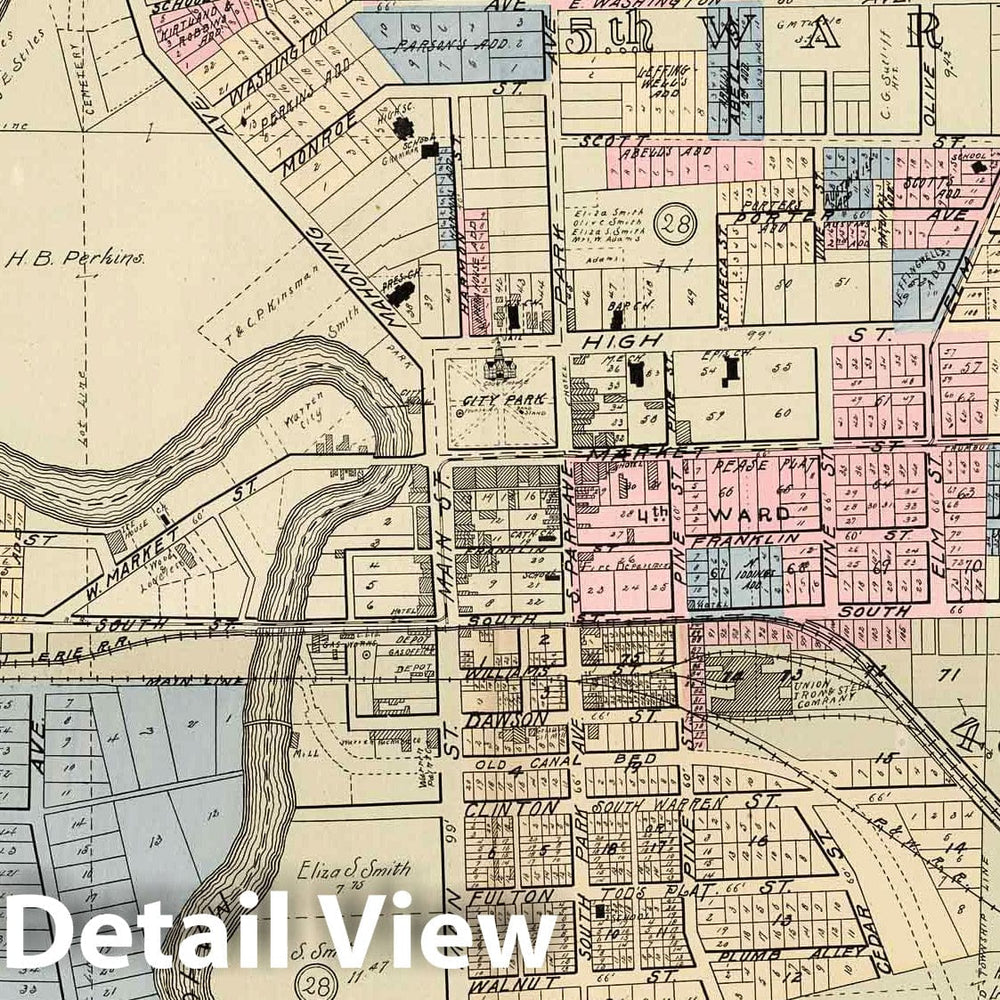 Historic Map : 1899 Composite Map: Warren, Ohio. - Vintage Wall Art