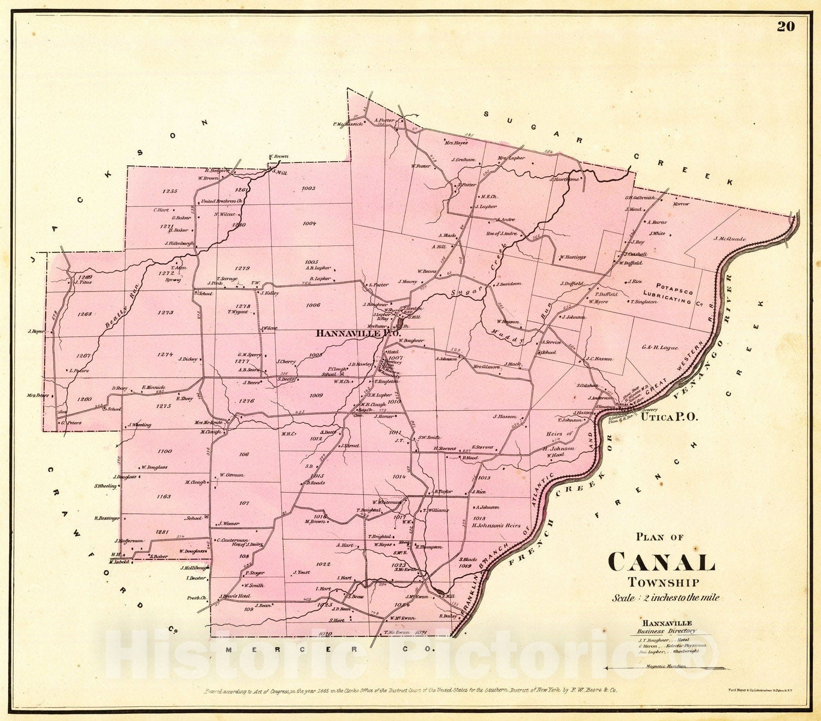 Historic Map : 1865 Canal Township. - Vintage Wall Art