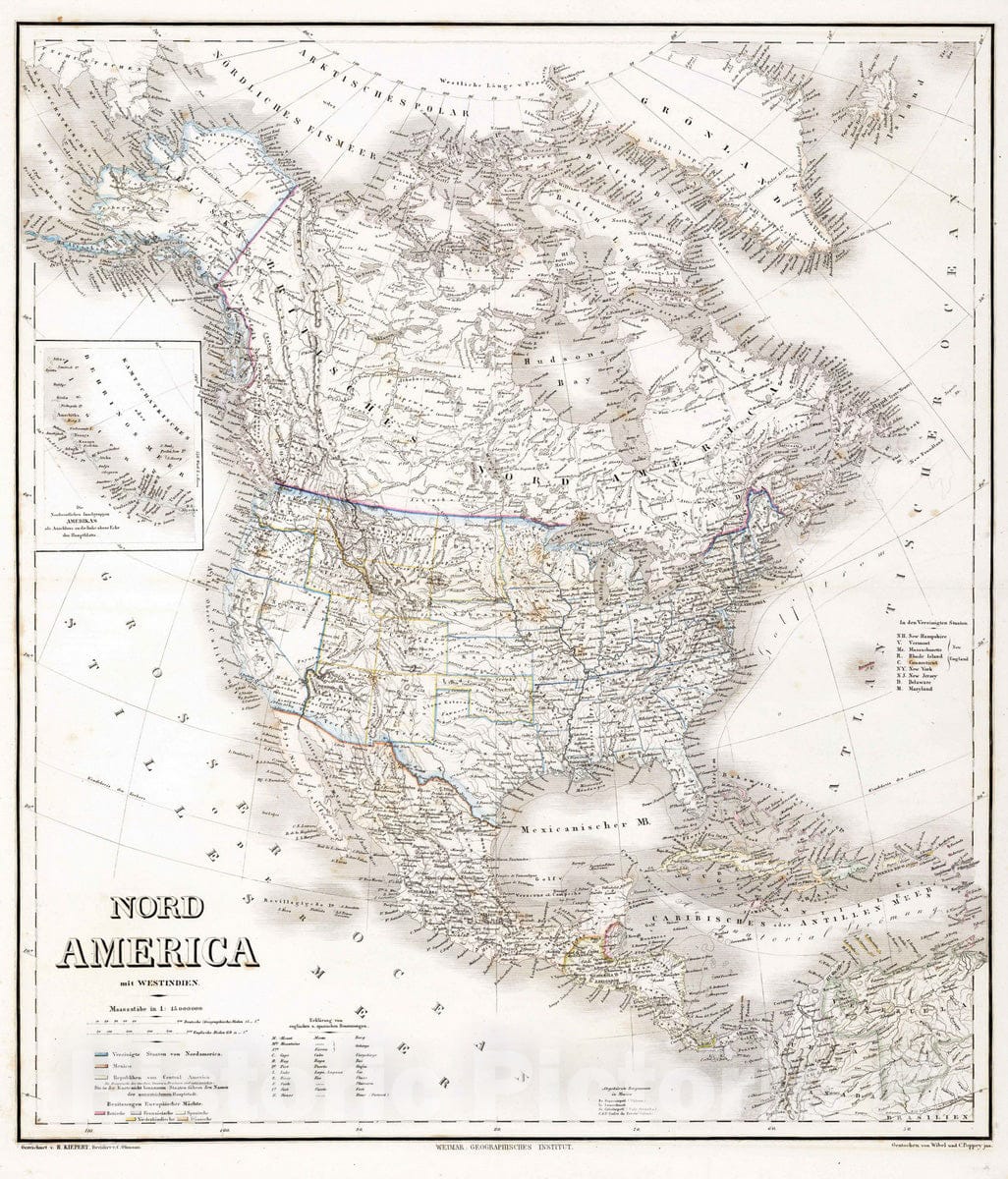 Historic Map : 1875 North America. West Indies. - Vintage Wall Art