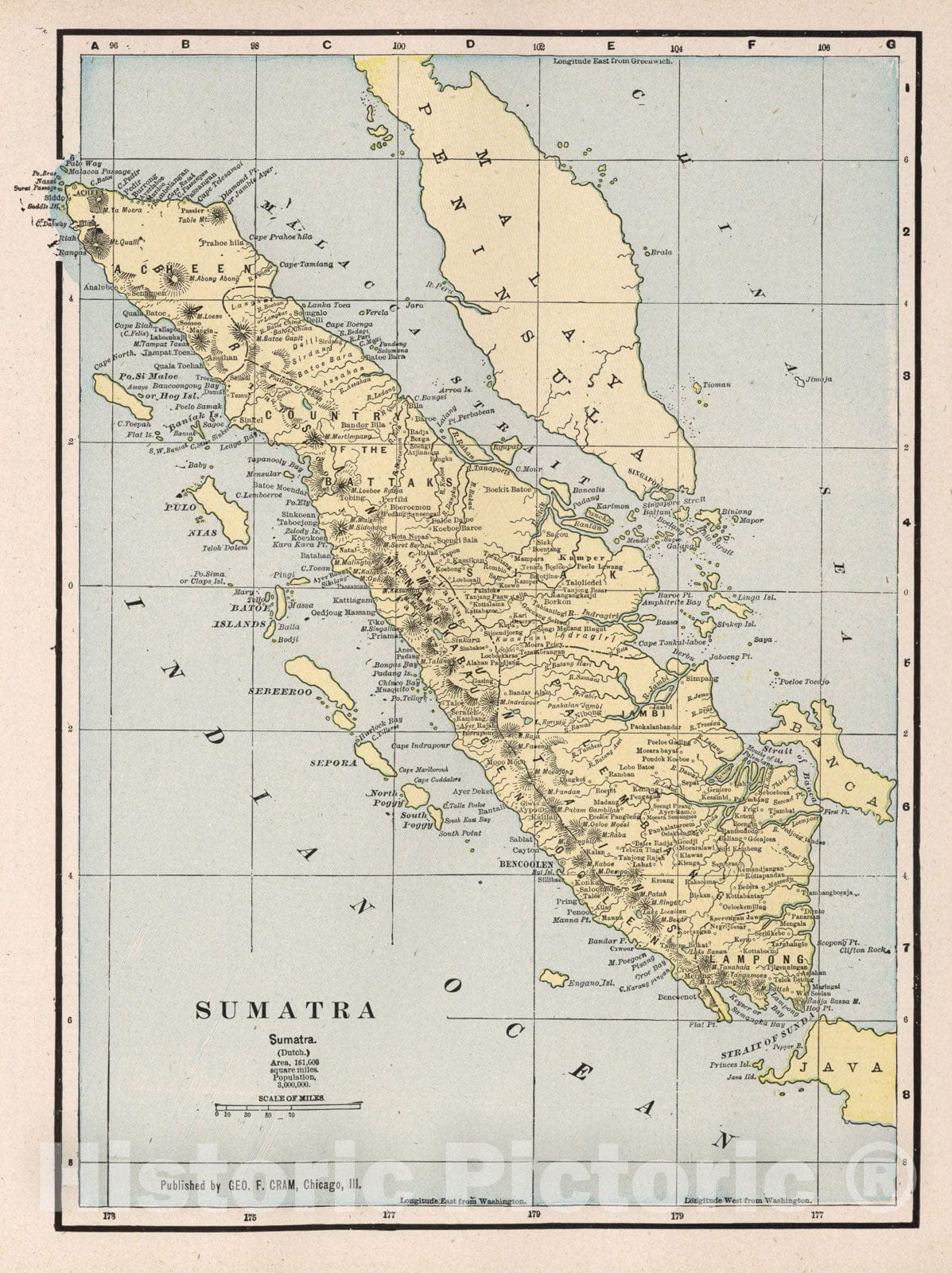 Historic Map : Sumatra (Indonesia) 1901 Sumatra , Vintage Wall Art