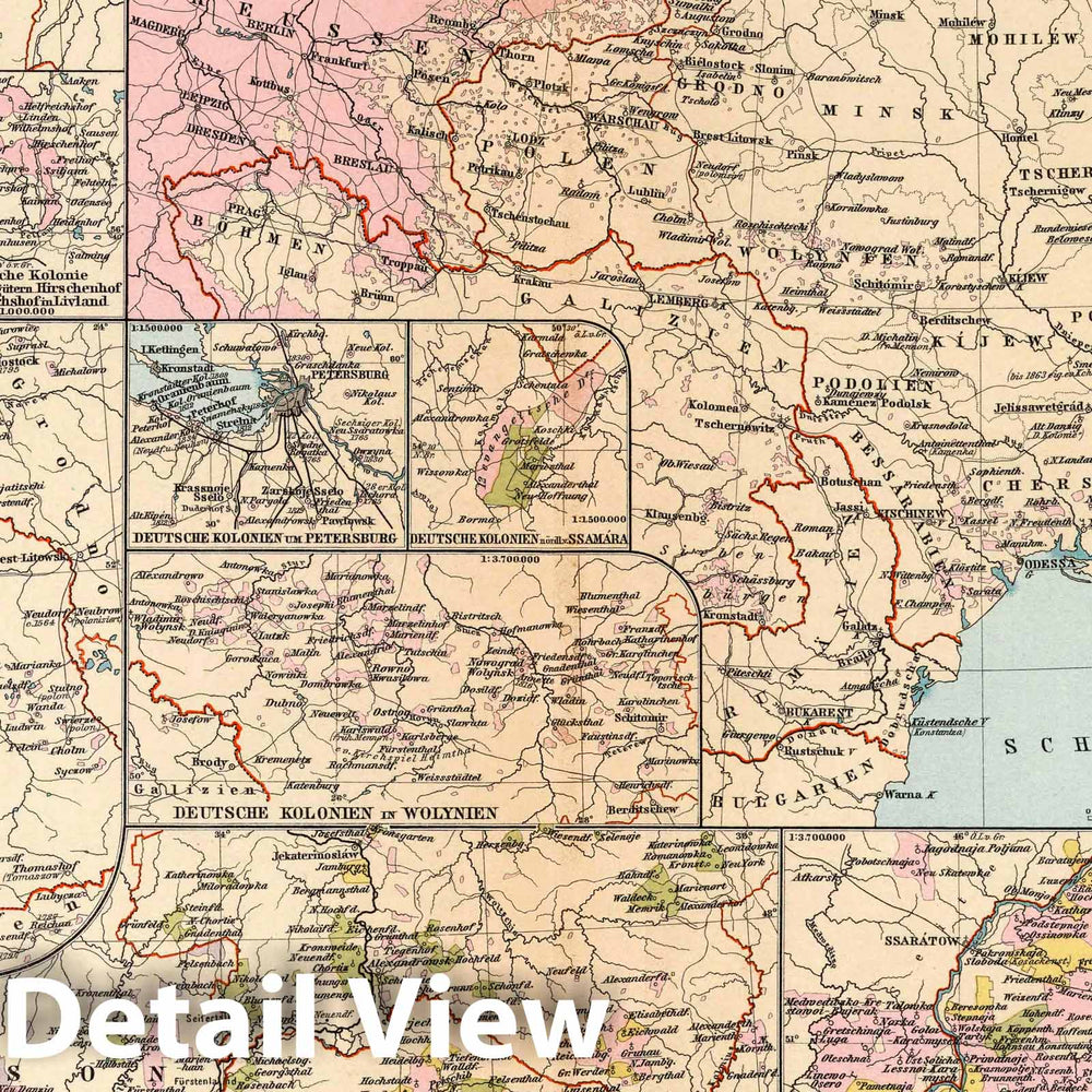 Historic Map : Russia, 1897 Nr. 7. Deutsche Kolonisation im Osten. II. Auf Slavischem Boden. (German colonization in Slavic east.) , Vintage Wall Art