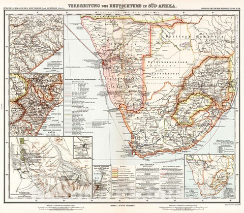 Historic Map : South Afrrica, 1896 Nr. 18. Suedwestafrikanisches Schutzgebiet. (Southwest Africa Reserve in 4 Sheets, Sheet 4). , Vintage Wall Art