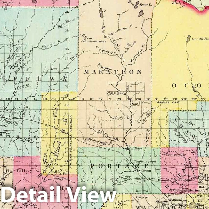 Historic Map : 1856 Wisconsin. - Vintage Wall Art
