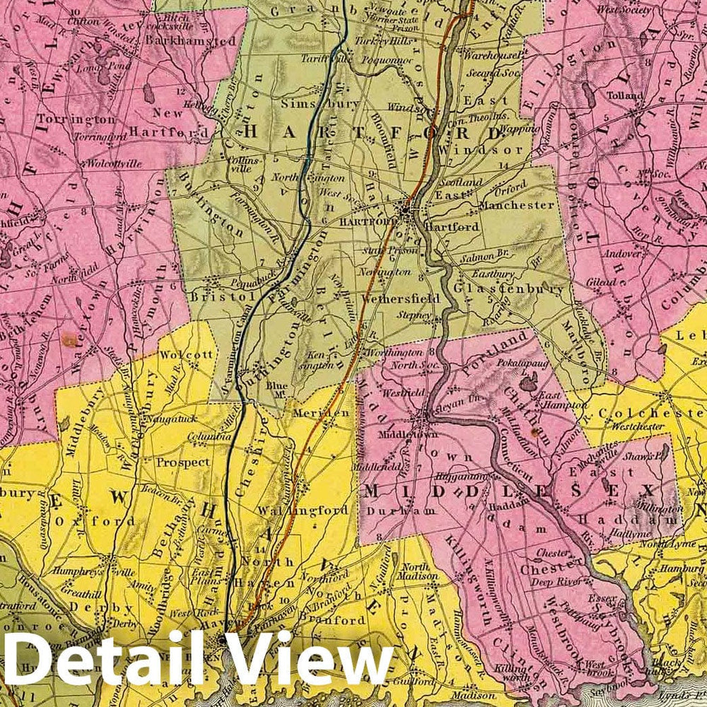 Historic Map : 1846 Connecticut. - Vintage Wall Art