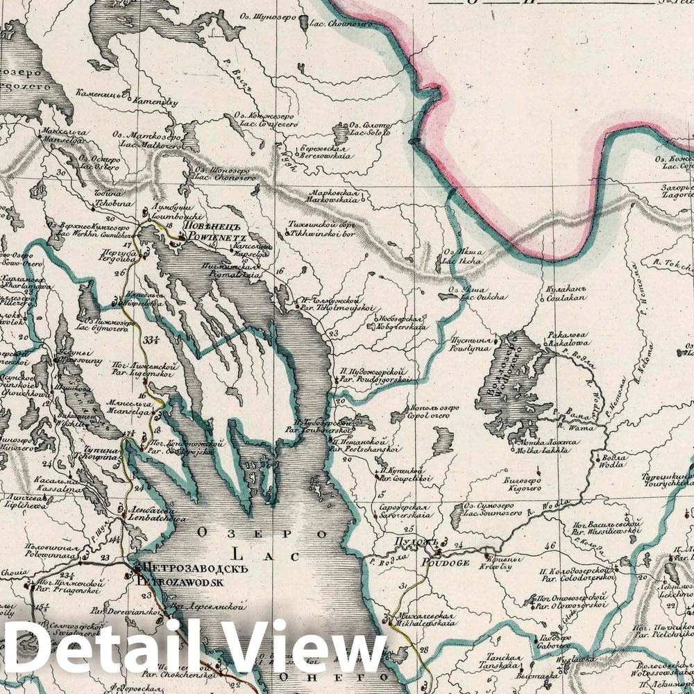 Historic Map : Russia, 1829 Generalnaia karta Olonetskoi gubernii = Carte generale du gouvernement d'Olonetz , Vintage Wall Art