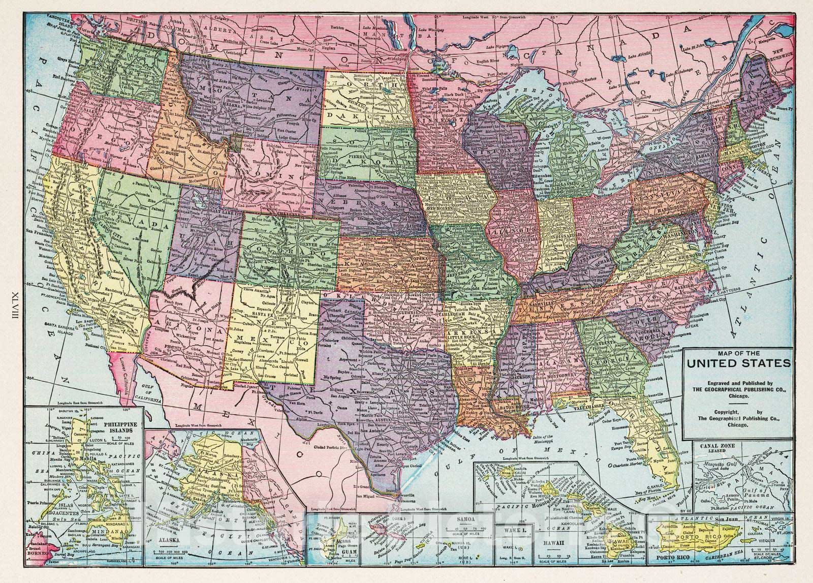 Historic Map : 1925 United States. - Vintage Wall Art