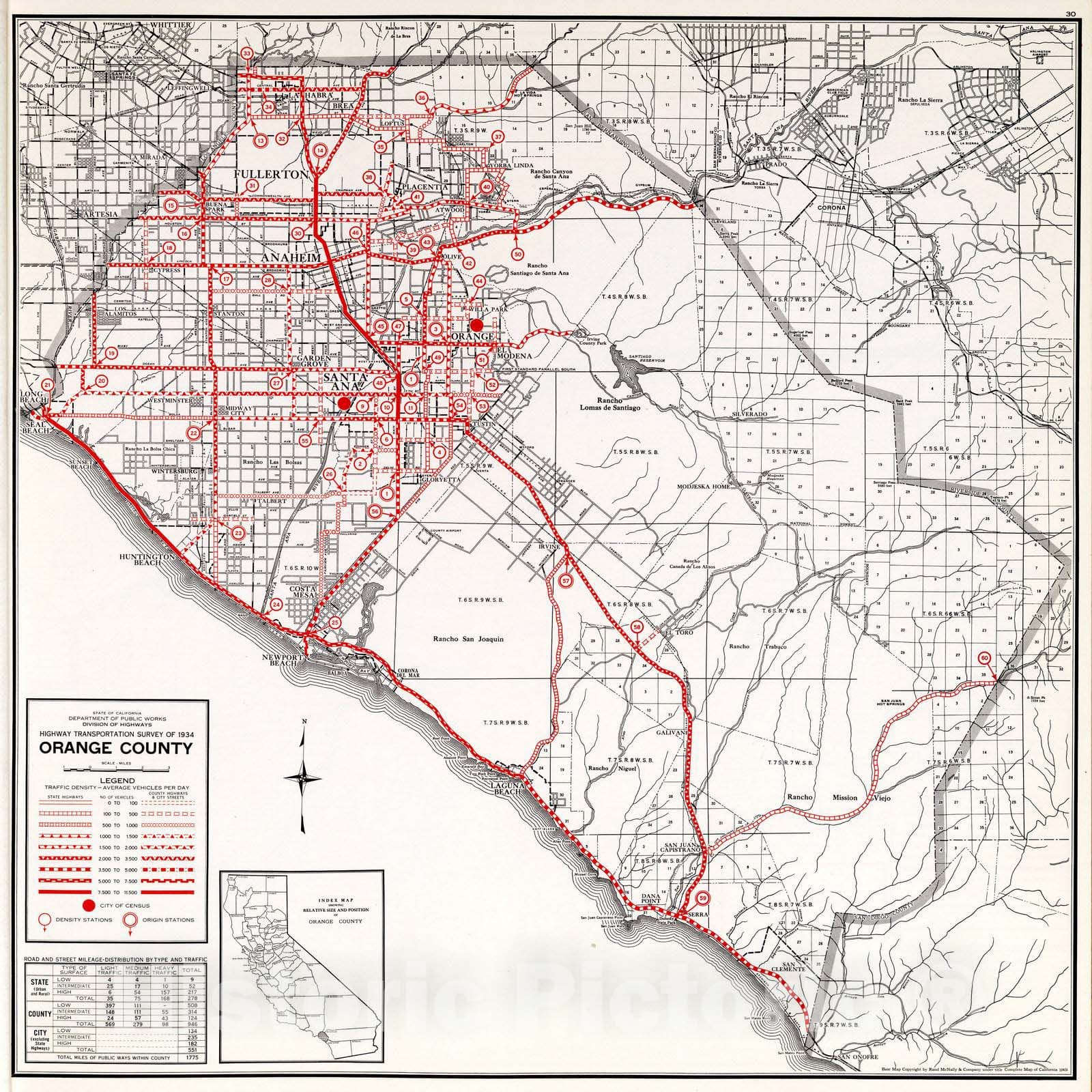 Historic Map : 1935 Orange County. - Vintage Wall Art