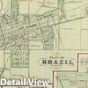 Historic Map : 1876 Plan of Brazil, Clay Co. (with) Bowling Green, Gosport, Spencer. - Vintage Wall Art