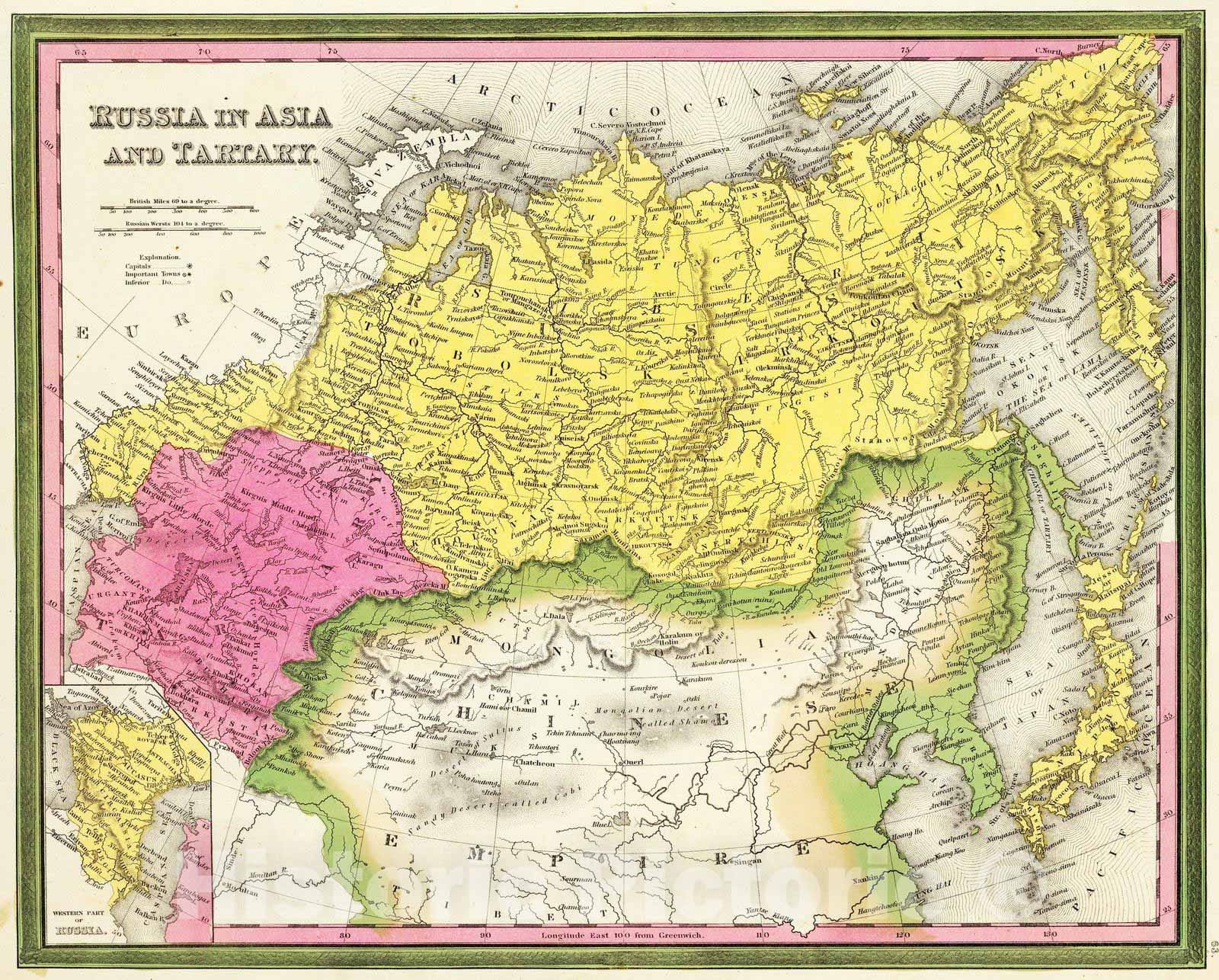 Historic Map : 1846 Russia in Asia and Tartary : Vintage Wall Art