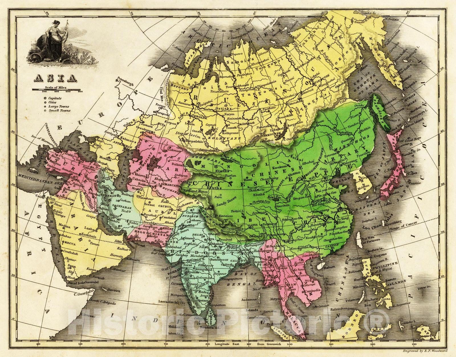 Historic Map : School Atlas - 1842 Asia. - Vintage Wall Art