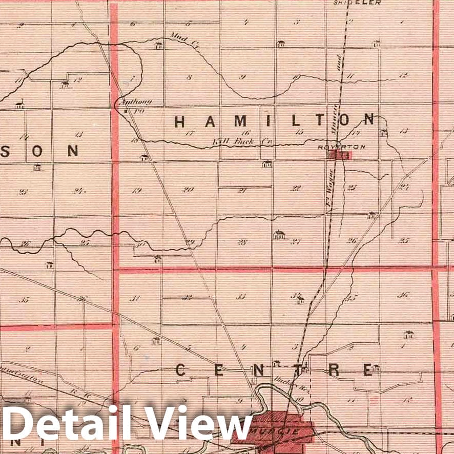 Historic Wall Map : 1876 Map of Delaware County. - Vintage Wall Art