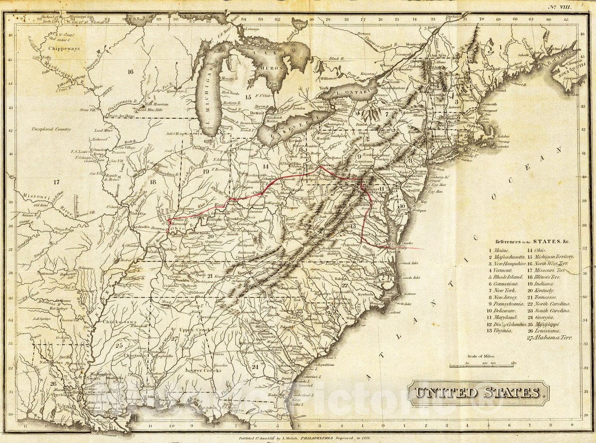 Historic Wall Map : Exploration Book - 1818 United States. - Vintage Wall Art