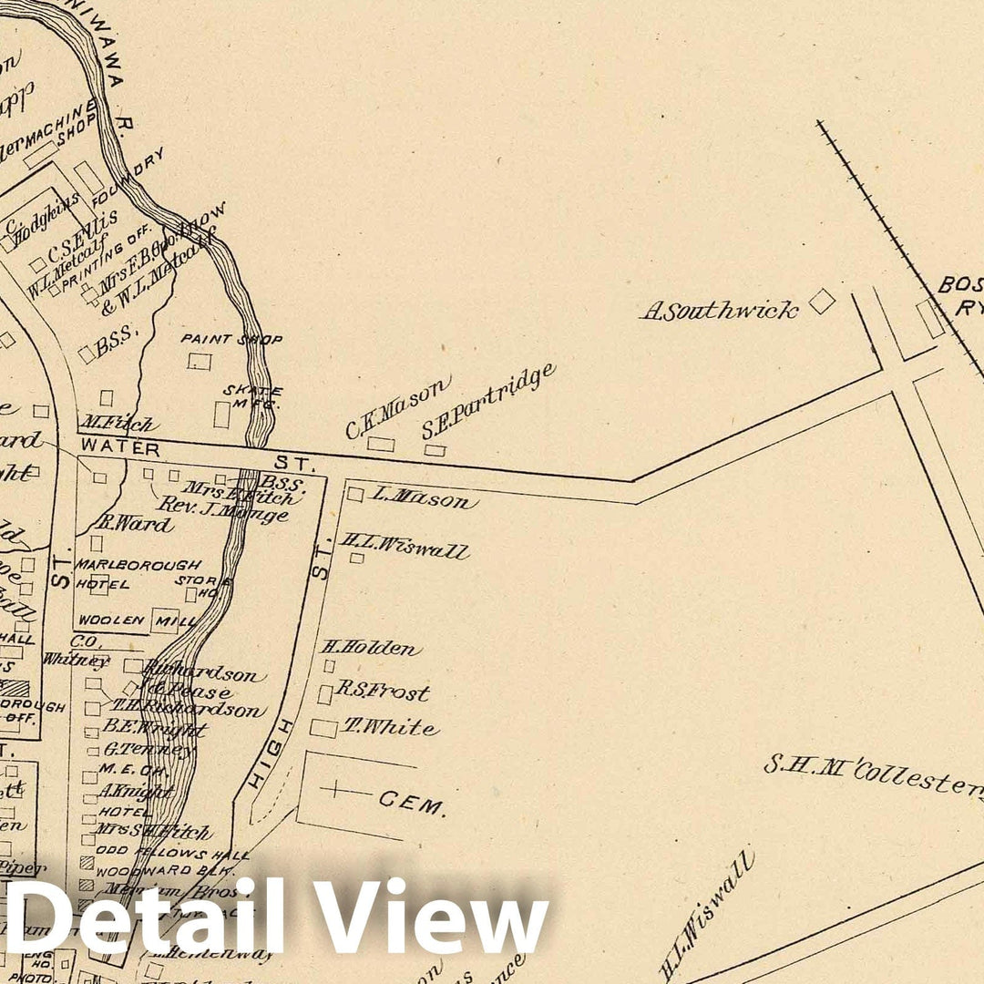 Historic Map : Marlborough (N.H.), New Hampshire, 1892 Marlborough P.O. , Vintage Wall Art