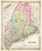 Historic Map : 1856 Maine : Vintage Wall Art