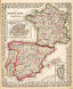 Historic Map : 1868 Map of France, Spain, and Portugal - Vintage Wall Art