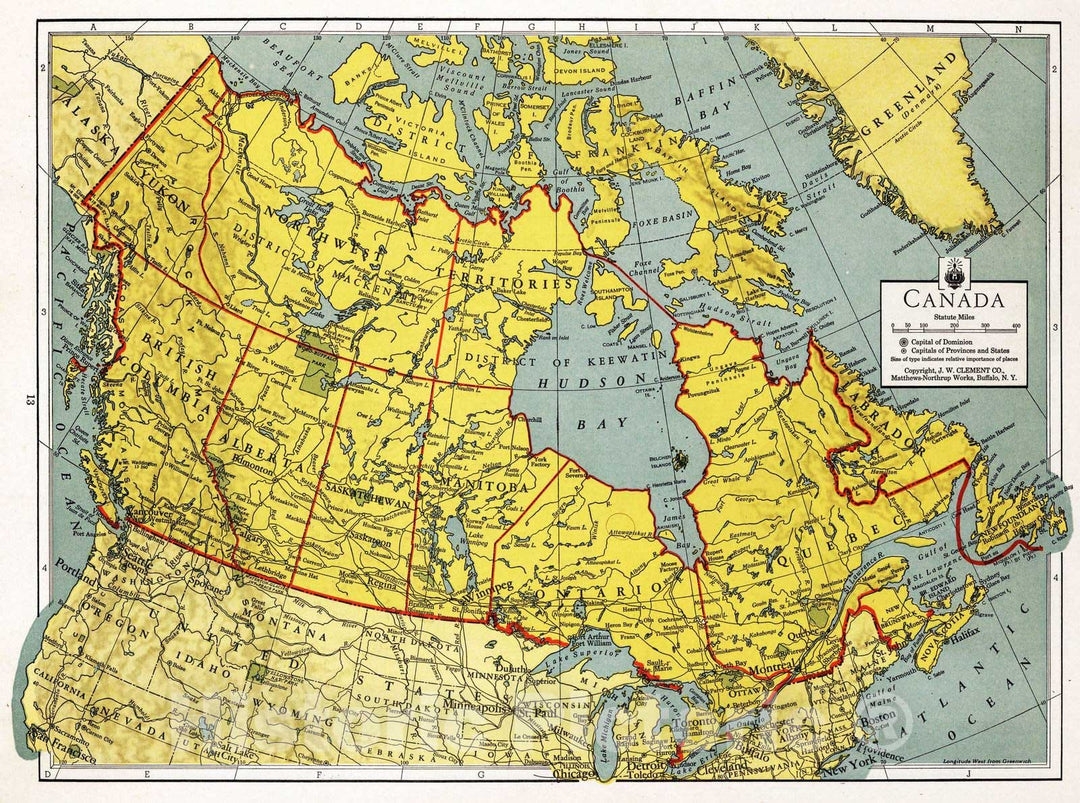 Historic Map : 1943 Canada - Vintage Wall Art