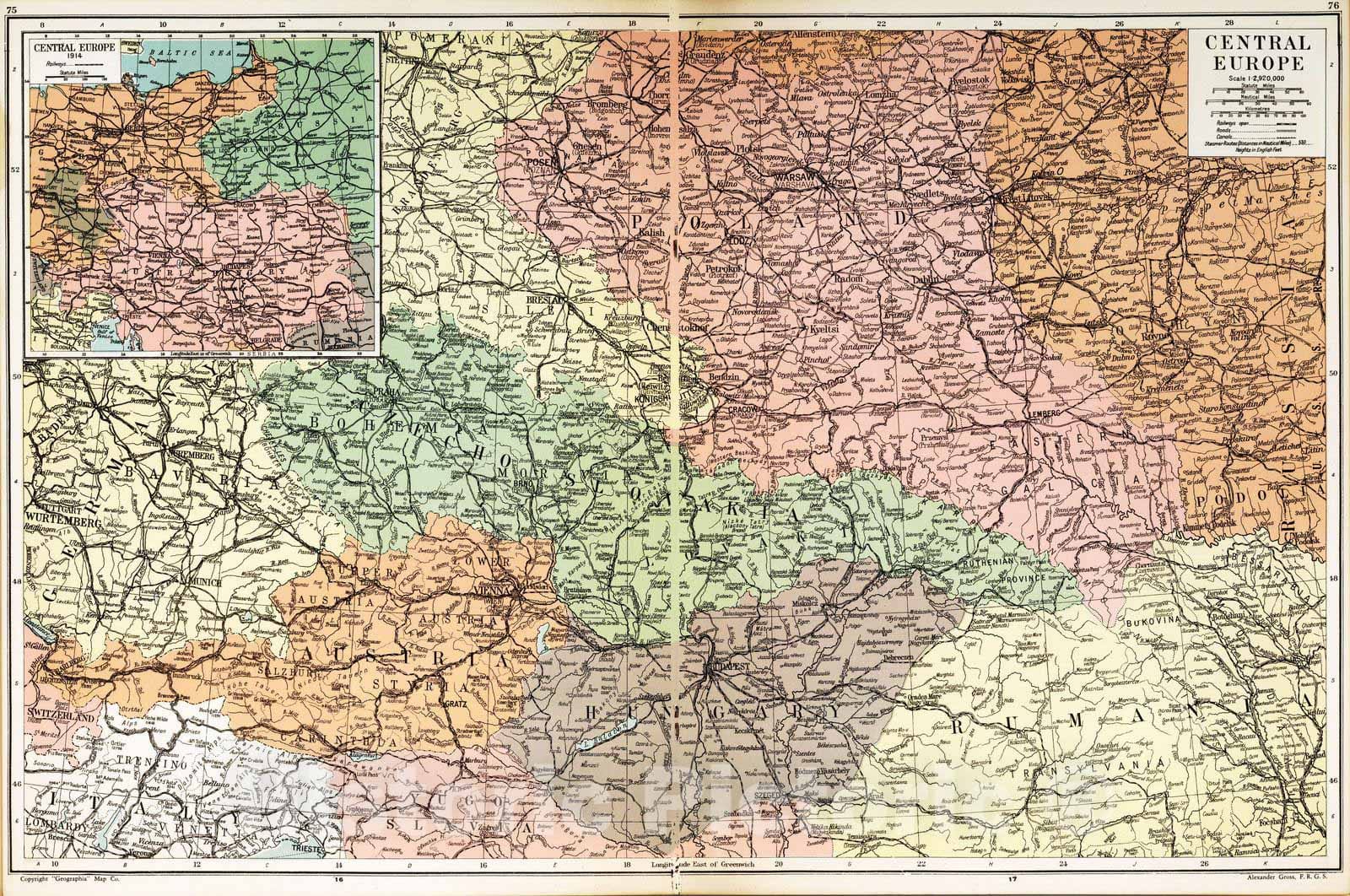 Historic Map : 1935 Central Europe - Vintage Wall Art