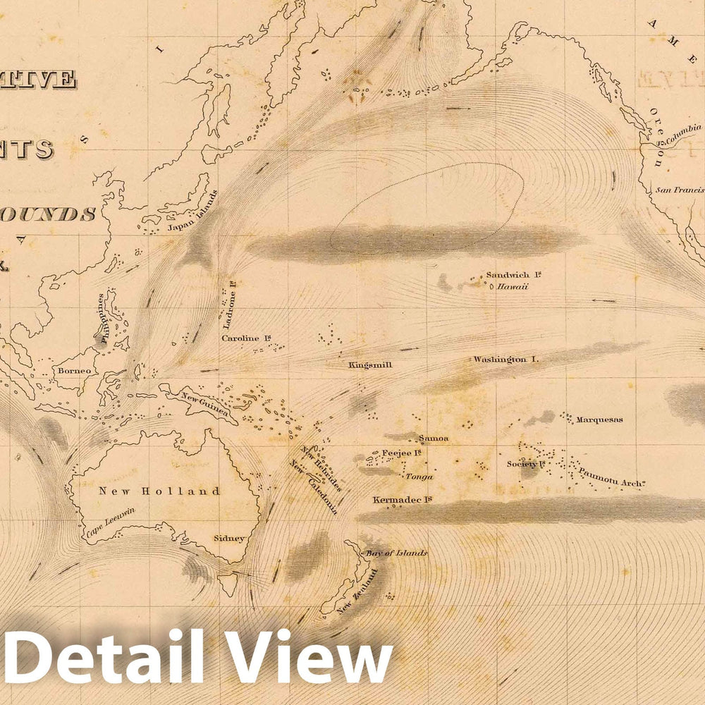 Historic Map : Exploration Book - 1845 Currents, whaling grounds. - Vintage Wall Art