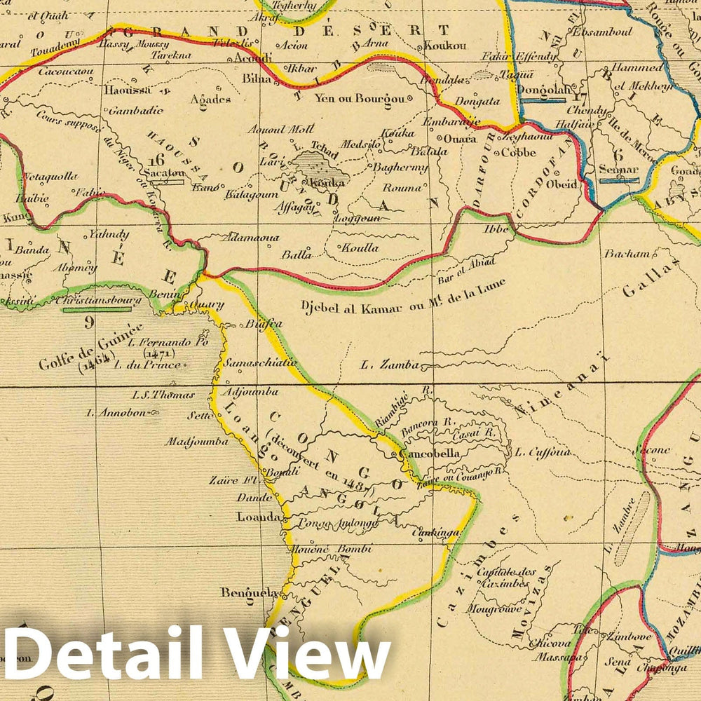 Historic Map : 1844 L'Afrique en 1840. - Vintage Wall Art