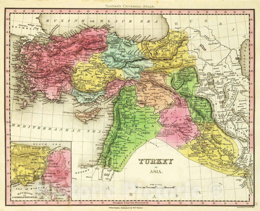 Historic Map : 1836 Turkey in Asia. - Vintage Wall Art