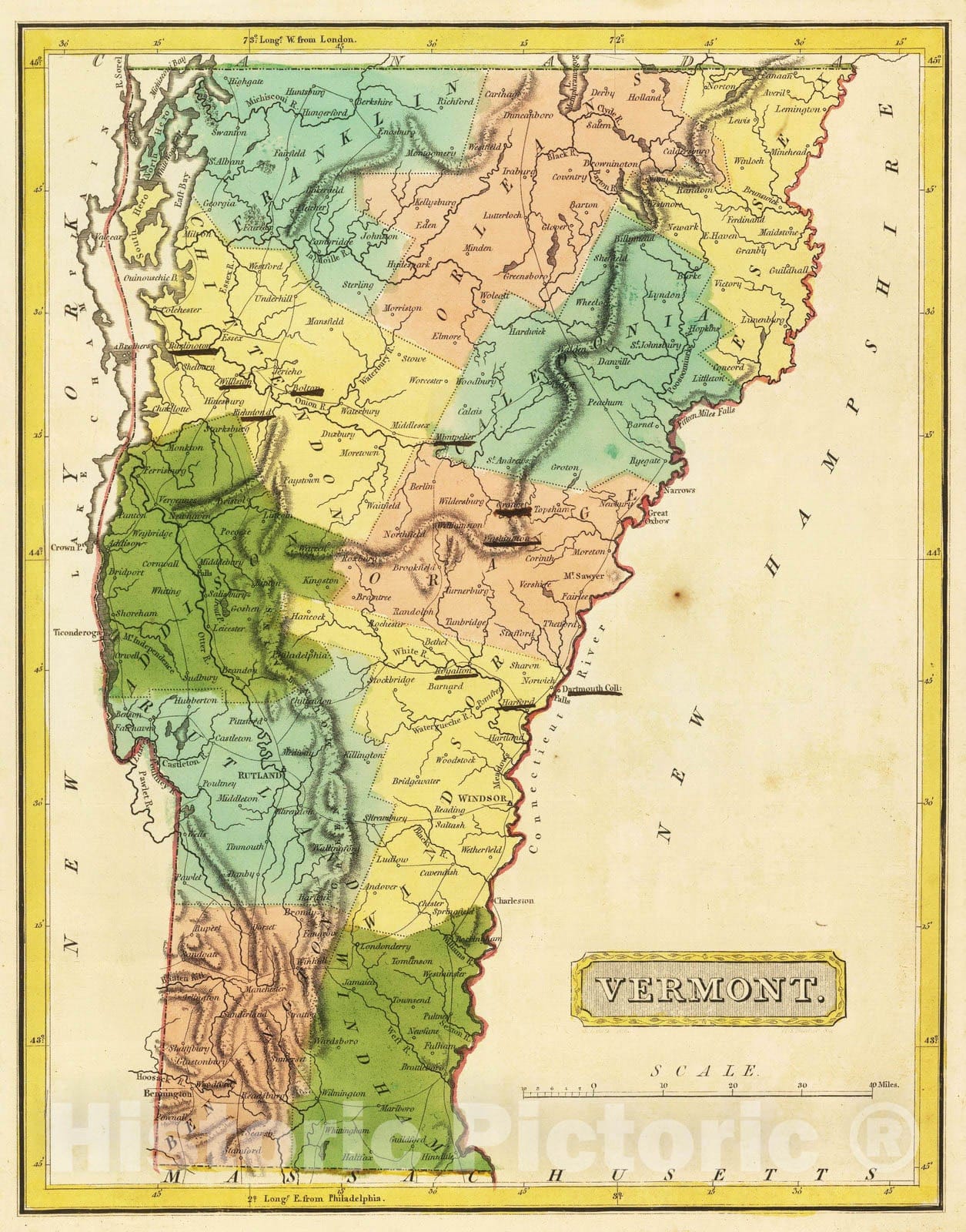 Historic Map : 1816 Vermont. - Vintage Wall Art