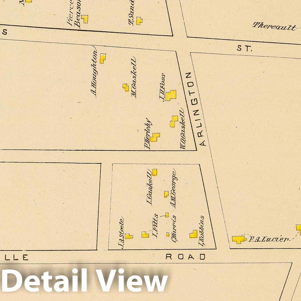 Historic Map : 1892 Nashua, Ward 7, Edgeville. - Vintage Wall Art