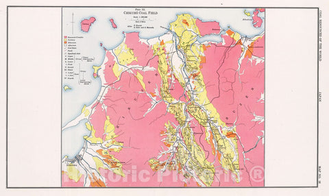 Historic Map : Geologic Atlas - 1913 Chikuho, Japan. Coal Resources of the World. - Vintage Wall Art