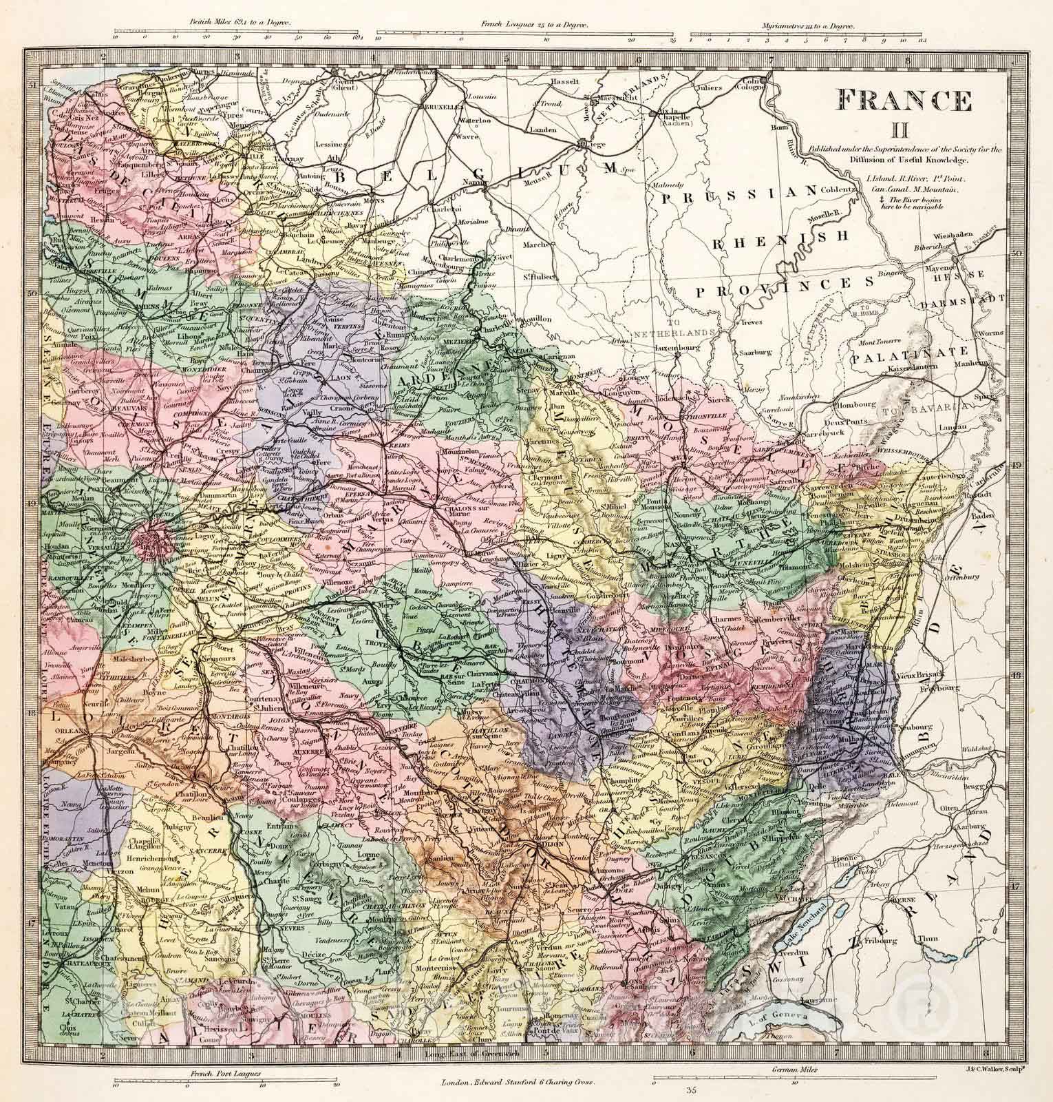 Historic Map : France, 1865 France II. , Vintage Wall Art