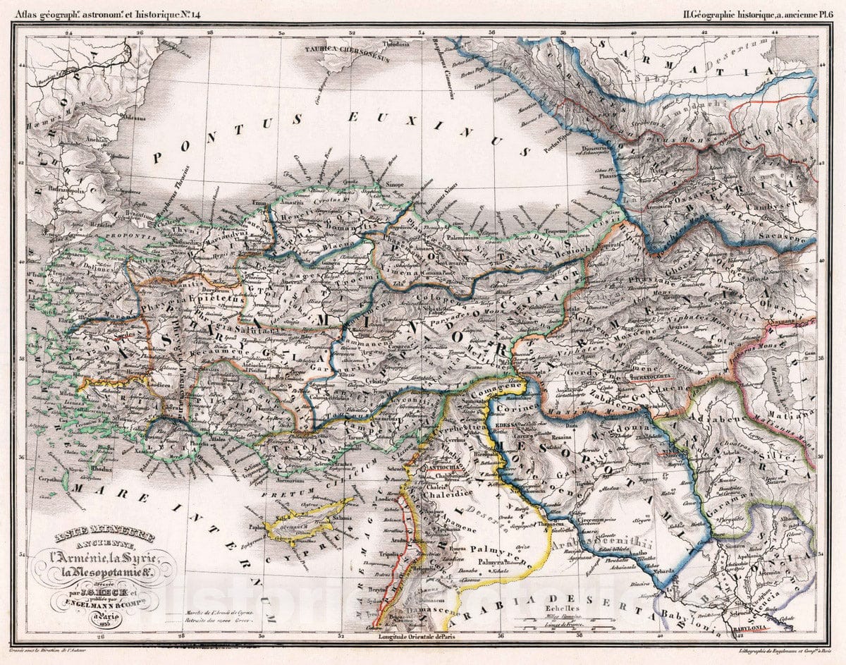 Historic Map : Turkey, Cyprus 1833 14. Aste Mineure Ancienne, l'Armenie, la Syrie, la Mesopotemie &. , Vintage Wall Art