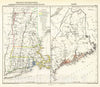 Historic Map : National Atlas - 1854 Vermont, New Hampshire, Massachusetts, Connecticut u. Rhode Island. Maine. - Vintage Wall Art