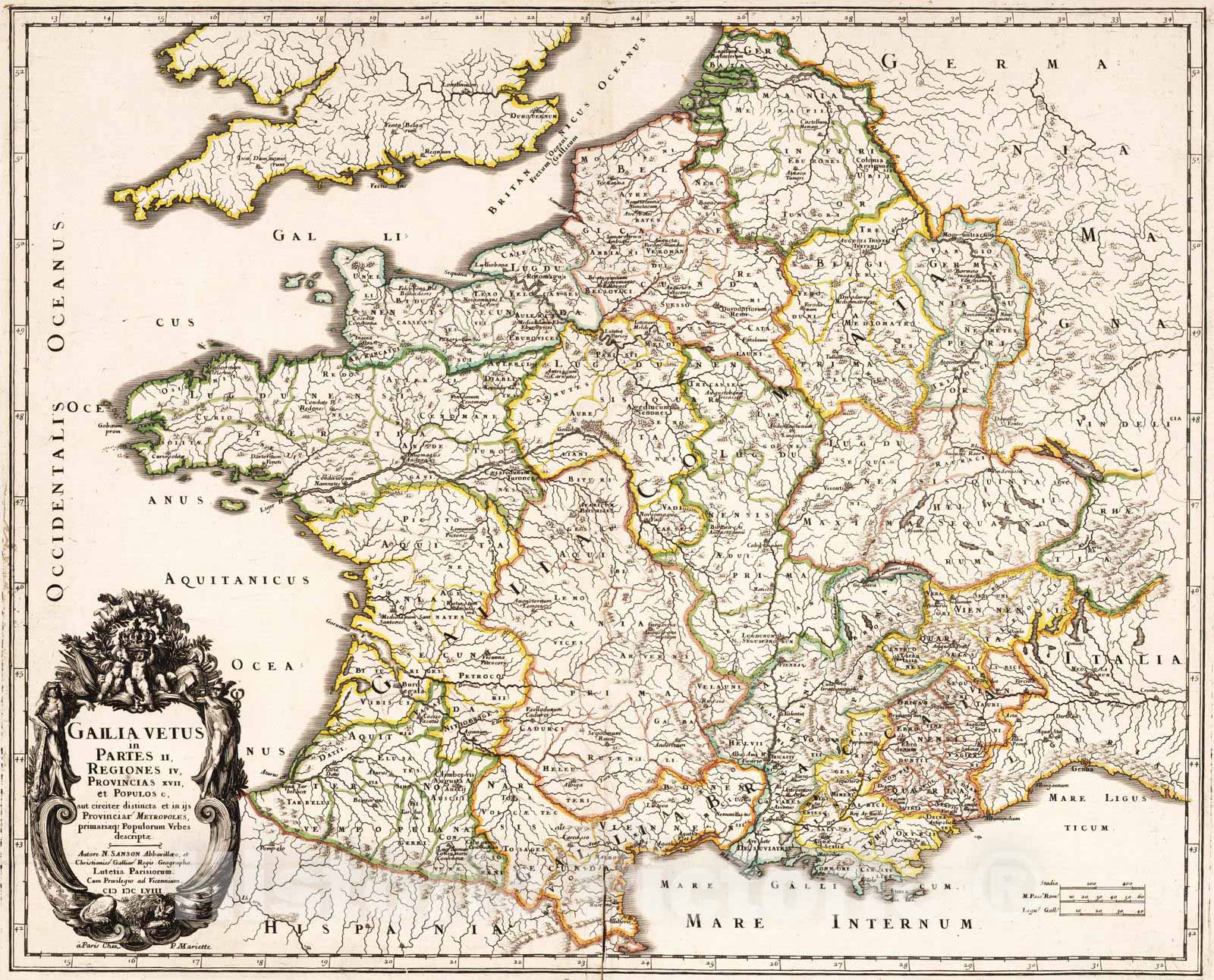 Historic Map : 1658 Divisions of Old France. - Vintage Wall Art