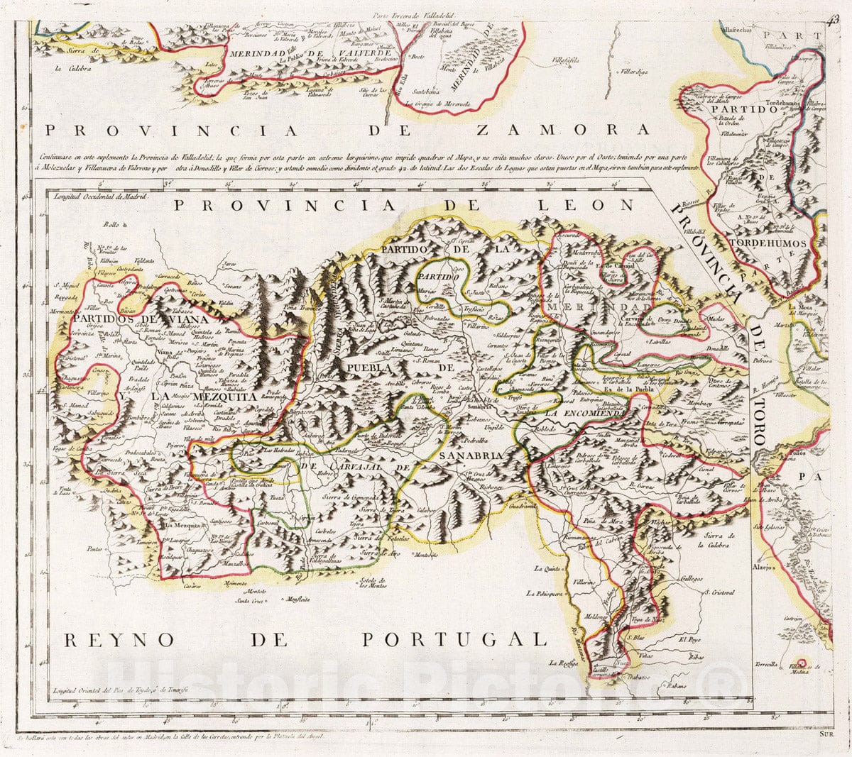 Historic Map : Spain, 1779 43. Mapa de la provincia de Valladolid , Vintage Wall Art
