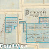 Historic Map : 1876 Town of Angola (with) Fremont, Pleasant Lake, Butler, Orland. - Vintage Wall Art