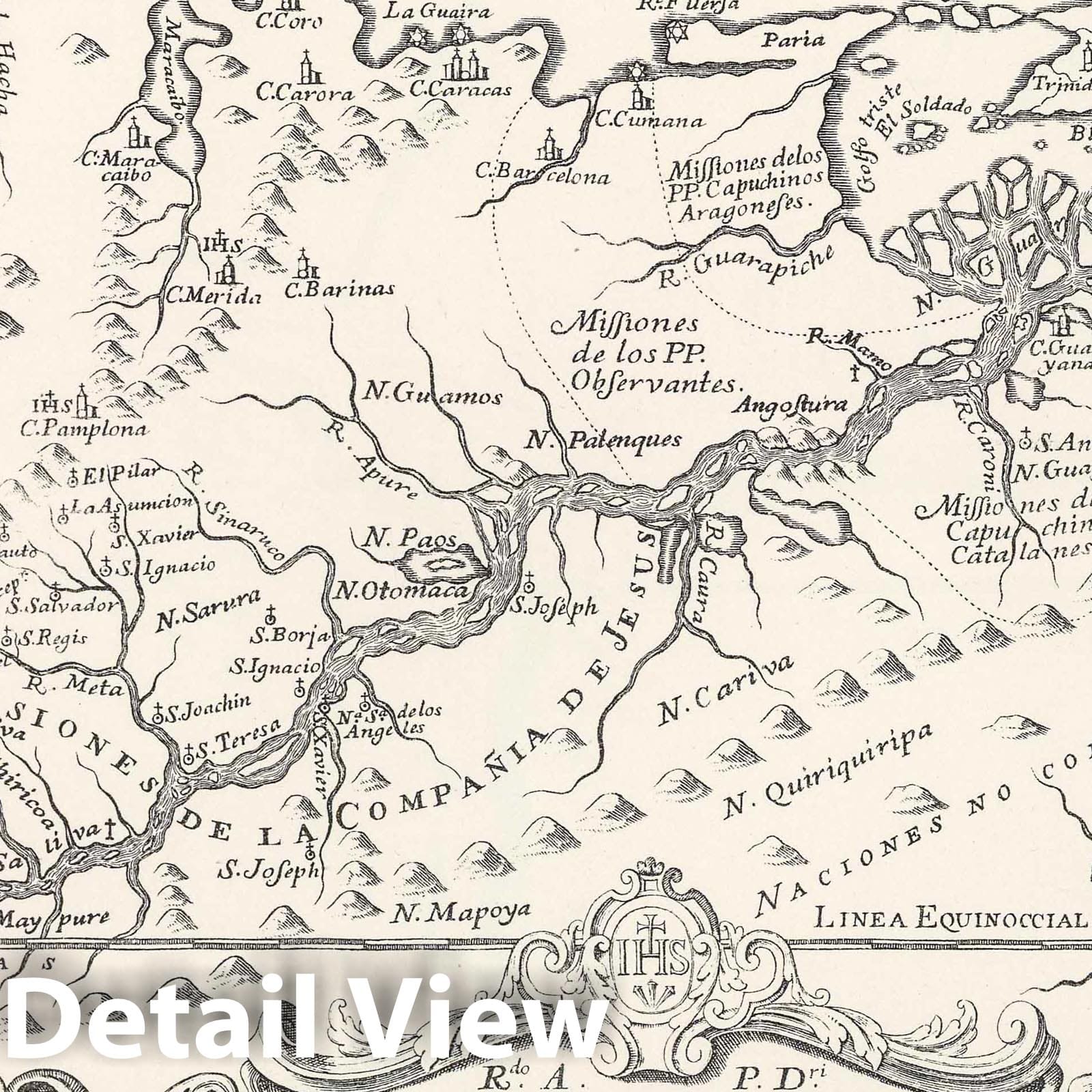 Historic Map : National Atlas - 1741 Jesuit Missions of New Granada by Gumilla. - Vintage Wall Art