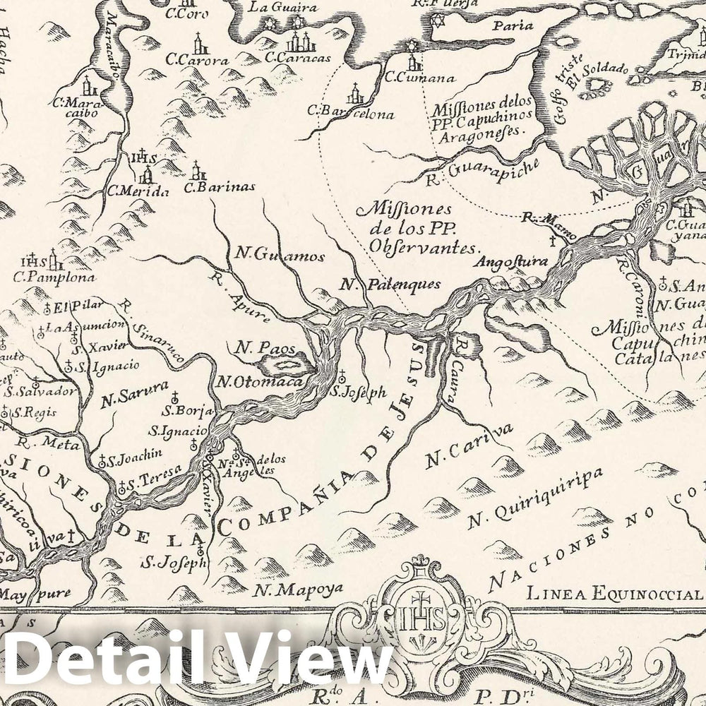 Historic Map : National Atlas - 1741 Jesuit Missions of New Granada by Gumilla. - Vintage Wall Art