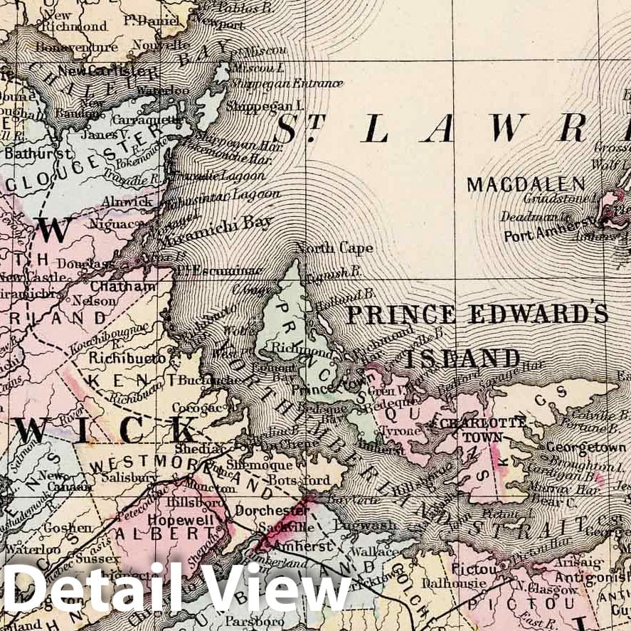 Historic Map : 1874 County Map of Nova Scotia, New Brunswick, Cape Breton Id. and Pr. Edward's Id. - Vintage Wall Art